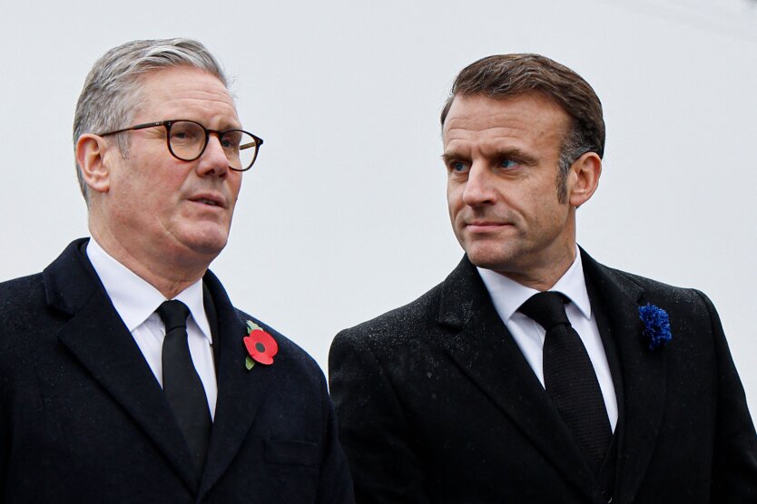 Graphical representation of Britain, France, and Ukraine committing to ensuring security